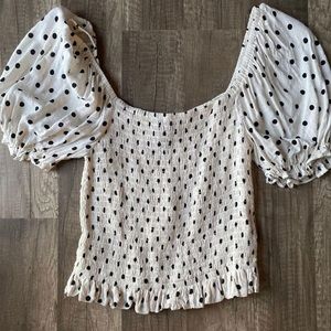 Forever 21 Smocked Puff Sleeve top